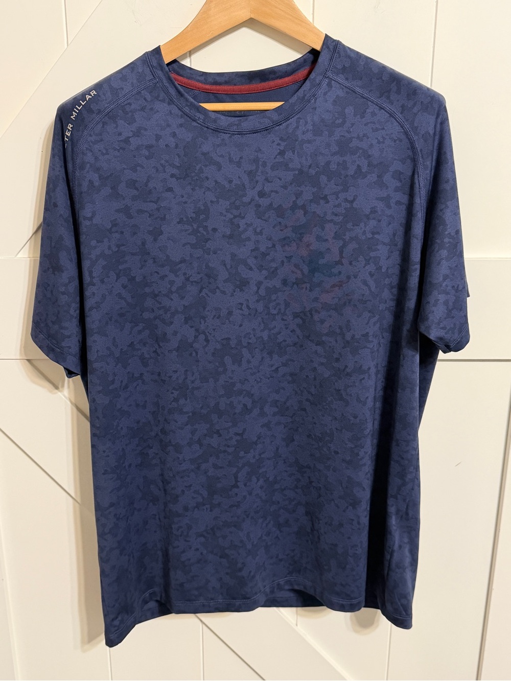Peter Millar Men’s Large Performance T-Shirt Blue Camo Golf Athletic Breathable